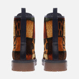 Leather Boots Safari Animals Grungy Patchwork