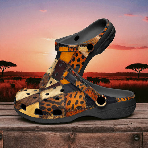 Classic Clogs Safari Animals Grungy Patchwork