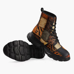 Casual Leather Chunky Boots Safari Animals Grungy Patchwork