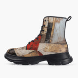 Casual Leather Chunky Boots Modern Art Abstraction