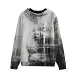 Men's Zip Up Hoodie Abstract Painting White and Black