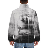 Down-Padded Puffer Jacket Abstract Painting White and Black