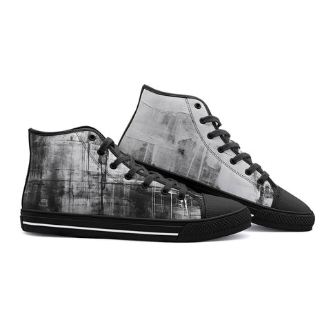 High-Top Canvas Shoes Abstract Painting White and Black