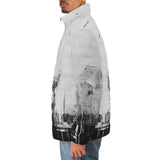 Down-Padded Puffer Jacket Abstract Painting White and Black