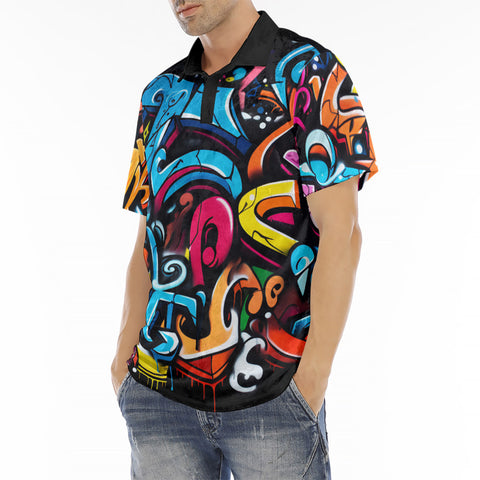 Men's Polo Shirt Colorful Graffiti Letters