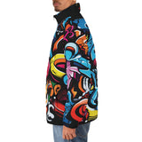 Down-Padded Puffer Jacket Colorful Graffiti Letters