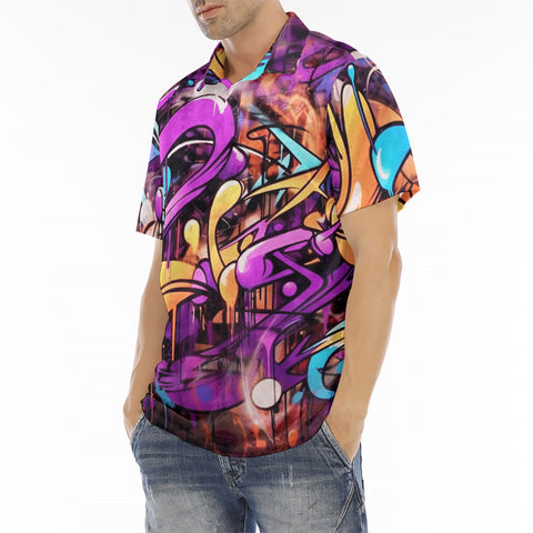 Men's Polo Shirt Colorful Graffiti Design