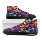 High-Top Canvas Shoes Colorful Graffiti Design