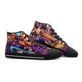 High-Top Canvas Shoes Colorful Graffiti Design