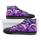 High-Top Canvas Shoes Neon Graffiti Artwork