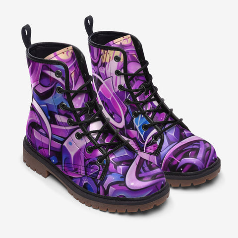 Leather Boots Neon Graffiti Artwork