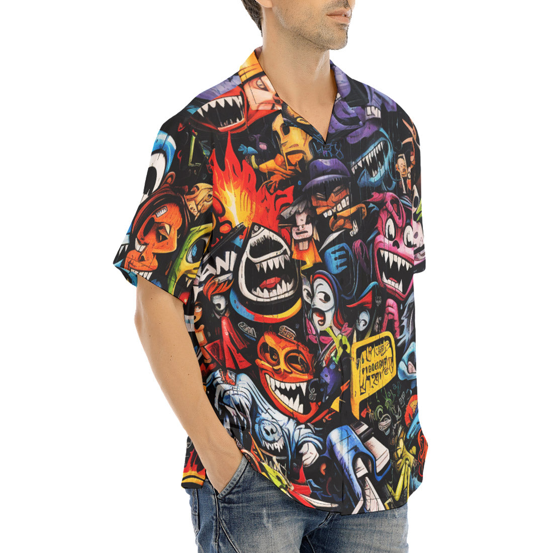 Hawaiian Shirt Zombies and Demons Graffiti – CoolWear