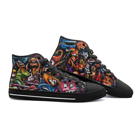 High-Top Canvas Shoes Zombies and Demons Graffiti