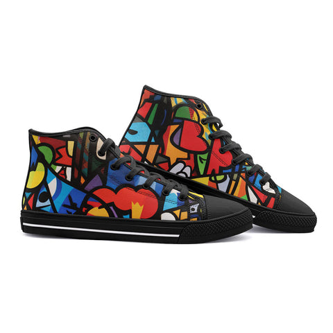 High-Top Canvas Shoes Psychedelic Graffiti Art