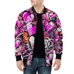 Bomber Jacket Pink Hearts Graffiti