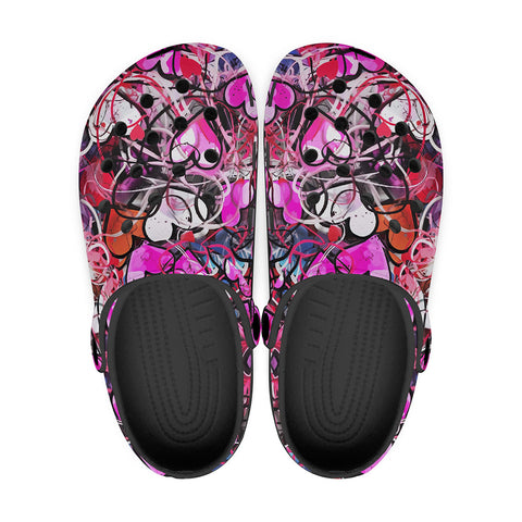 Classic Clogs Pink Hearts Graffiti