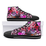 High-Top Canvas Shoes Pink Hearts Graffiti