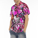 Men's Polo Shirt Pink Hearts Graffiti