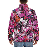 Down-Padded Puffer Jacket Pink Hearts Graffiti