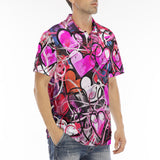 Men's Polo Shirt Pink Hearts Graffiti