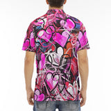 Men's Polo Shirt Pink Hearts Graffiti