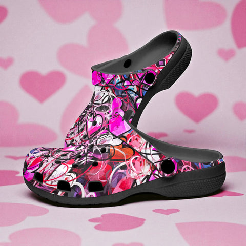 Classic Clogs Pink Hearts Graffiti