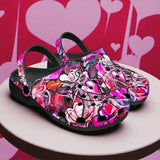 Classic Clogs Pink Hearts Graffiti