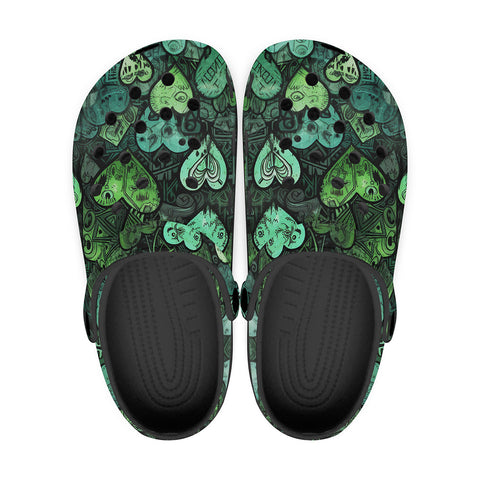 Classic Clogs Green Hearts Graffiti Art