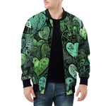 Bomber Jacket Green Hearts Graffiti Art