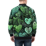 Bomber Jacket Green Hearts Graffiti Art