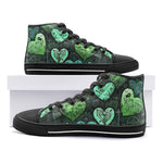 High-Top Canvas Shoes Green Hearts Graffiti Art