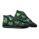 High-Top Canvas Shoes Green Hearts Graffiti Art