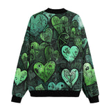 Bomber Jacket Green Hearts Graffiti Art