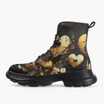 Casual Leather Chunky Boots Broken Golden Hearts