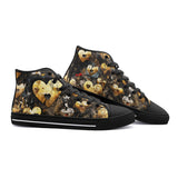 High-Top Canvas Shoes Broken Golden Hearts