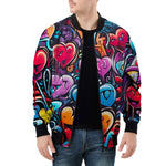 Bomber Jacket Colorful Hearts Graffiti