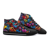 High-Top Canvas Shoes Colorful Hearts Graffiti