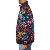 Down-Padded Puffer Jacket Colorful Hearts Graffiti