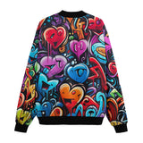 Bomber Jacket Colorful Hearts Graffiti