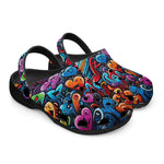 Classic Clogs Colorful Hearts Graffiti