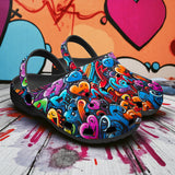 Classic Clogs Colorful Hearts Graffiti
