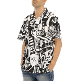 Hawaiian Shirt Black and White Graffiti Artwork Collage