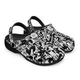 Classic Clogs Black and White Graffiti Artwork Collage