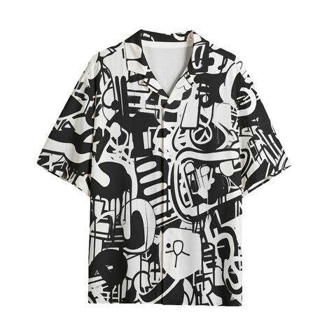 Hawaiian Shirt Black and White Graffiti Artwork Collage