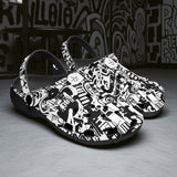 Classic Clogs Black and White Graffiti Artwork Collage