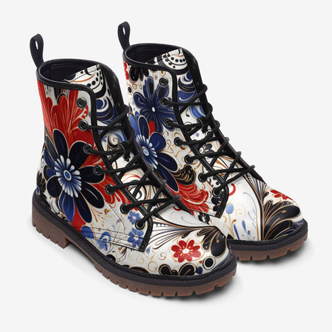 Leather Boots Flower Artistic Doodles
