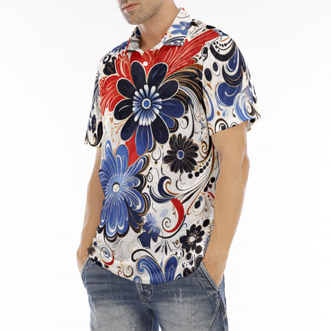 Men's Polo Shirt Flower Artistic Doodles