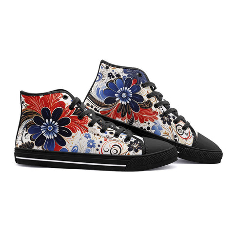 High-Top Canvas Shoes Flower Artistic Doodles