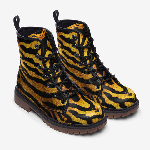 Leather Boots Golden Tiger Fur