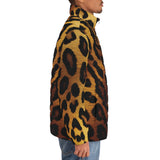 Down-Padded Puffer Jacket Golden Leopard Fur